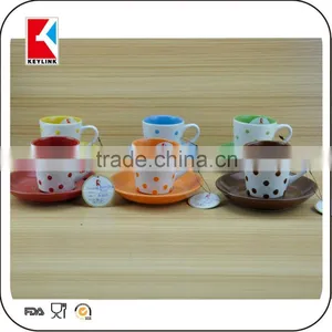 120cc Silk Screen Printed White Coffee Ceramic Cup and Saucer,bulk Tea Cup and Saucer Sets thumbnail-2