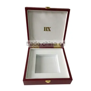 Flip Open Cover Custom Gold Blocking Printing Wooden Box for Gift With Lock thumbnail-4