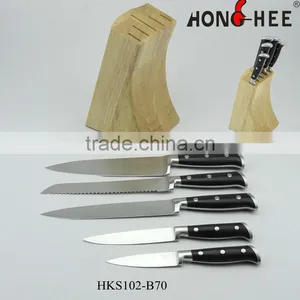OEM Pipe Shape 5pcs Wooden Block Kitchen Knife thumbnail-1