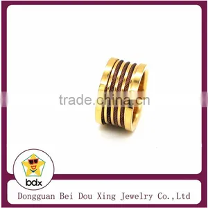 Bright 18K Gold Plated Stainless Steel 316 Fashion Reel Style Man Women Ring thumbnail-1
