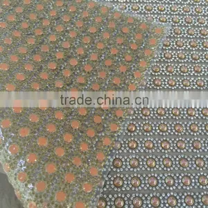 Multi Colors Ceramic Pearl With Rhinestone Decorated Mesh Triming With Glue for Bags thumbnail-3
