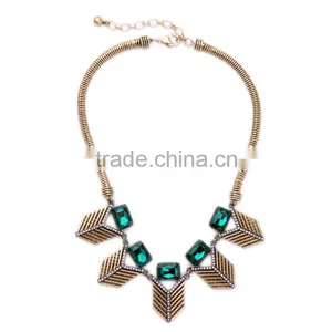 Cheap Wholesale Jewelry 2016 Latest Design Vintage Multiple Pendants Necklace Green Stone Pendant Necklace thumbnail-1