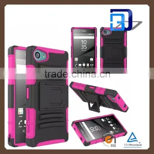Fashionable Popular Rugged Back Texture PC With Soft TPU and Belt Combo Shockproof Case For Sony Xperia Z5 Mini Fast Delivery thumbnail-1