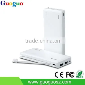 Palstic Sheet Li-polymer Battery Power Bank With Built in Cable thumbnail-1