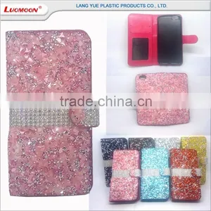 Floating Diamond Bling Leather Flip Wallet Phone Case for Iphone 6 7 Plus thumbnail-1