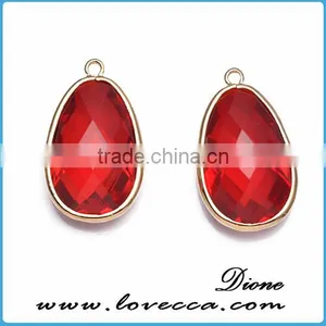 Valentine Gift Jewelry Charms Ruby Glass Pendant Drop Inlay Gold Plating Jewelry thumbnail-1