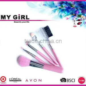 2016 MY GIRL OEM Make up Brush /5pcs Wooden Handle Goat Hair Professional Makeup Brush Set thumbnail-3