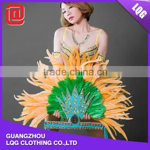 Carnival Costumes Samba Hot Sale Beaded Brazil Feather Headdress Party Costume for Carnival CC012 thumbnail-1