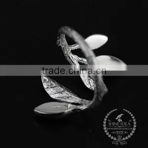 925 Sterling Solid Silver Leaf Branch Aventurine Adjustable Ring Fashion Women Jewelry 6260548 thumbnail-2