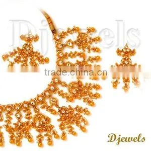 Bridal Kundan Necklace Sets, 22 K Gold Kundan Necklace Sets, Kundan Jewellery thumbnail-3