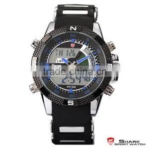 Shark Digital Day Date Blue Hands LED Mens Sports Analog Wrist Watch thumbnail-1