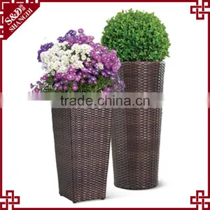 Novelty Home Corner or Outdoor Patio Used Wicker Cylinder Flower Planter thumbnail-2