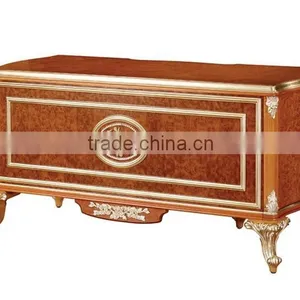 Luxury Executive Office Desk/Reading Table, Exquisite Carved Wood 3 Door Bookcase, Graceful Home Office Furniture thumbnail-2