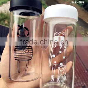Stocked 10oz Glass Water Bottle With Colorful Lid thumbnail-5