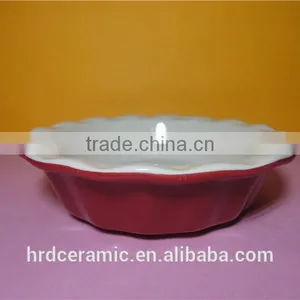 High Quality Wholesale Red Ceramic Plate Round Pie Plate thumbnail-1