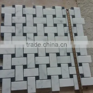 Basketweave Ink White Stone Tile Orient White Mosaic for Floor thumbnail-2