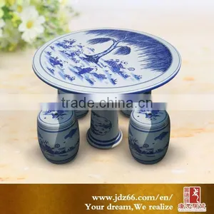 Modern Design Summer Design Ceramic Drum Stool Blue and White Table thumbnail-1
