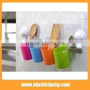 Bathroom Suction Cup Single Hanging Cup Rack Multi-colored Storage Box Wash Cup thumbnail-3
