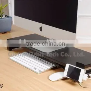 Monitor Computer Stand With USB Hubs & Plug, Tempered Glass thumbnail-3