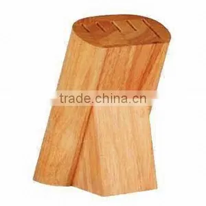 New 5- Slots Rubber Wood Knife Block, Stand, Holder, Deluxe Model B613 thumbnail-1