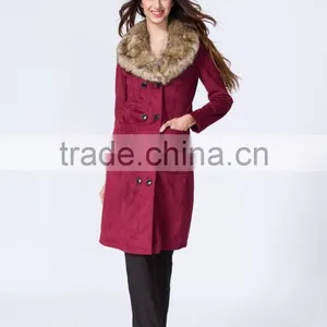 2015 Lady Garment Manufacturer Elegant Fabulous Luxury Fashion Design Women Coats Winter With Fur Collar thumbnail-3