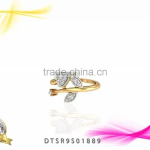 14kt Gold Plated, White Zircon Stud Designer Ring thumbnail-1