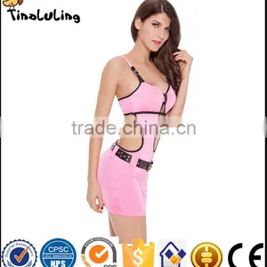 Wholesale Accept Hot Sexy Backless Party Dresses for Women Pink Sexy Sleepwear Lingerie Manufactuer thumbnail-2