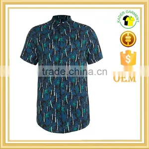 2016 Hawaiian Palm Print Short Sleeve Casual Shirt thumbnail-1