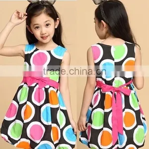 HOT Children Bowknot Colorful Big Polka Dots Party Dresses for 3 Year Old Girl thumbnail-1