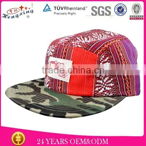 Native Print Underbrim Printing Waxed Cotton 5 Panel Hats thumbnail-1