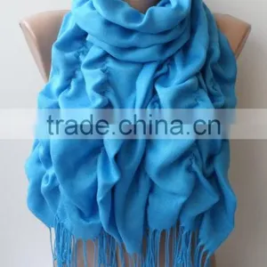 Turquoise Pashmina Scarfs Ruffle Pashmina Scarves Ruffled Soft Scarf Frilly Women Scarf Wedding Scarf PASHMINA Blue Scarfs Turqu thumbnail-5