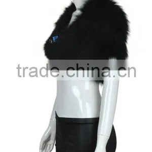 YR124 Tongxiang Fur Factory Fox Hand Knitted Fur Vest/Wholesale Fur Shrug With Elastic thumbnail-6