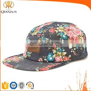 Custom Leather Patch Logo 5 Panel Hat Cap thumbnail-1