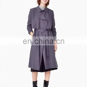 Wholesale OEM Winter Clothes Long Sleeve Coat Modal-blend Women Long Trench Coat thumbnail-6