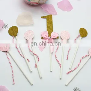 Unique Design Balloon Shape Baby 1 With Bow Birthday Cake Toppers thumbnail-2