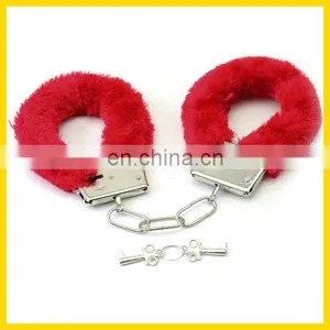 Red Black Pink Color Plush Sex Toy Handcuff thumbnail-1