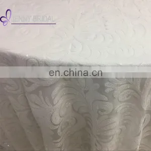 TC188B White 90 Linen Tukish Sequin Fabric Table Cloth thumbnail-3