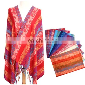 100% Jacquard Cotton Striped Woven Scarf thumbnail-1