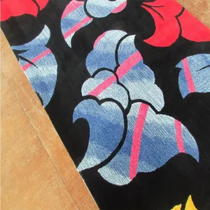 Black Red And Blue Floral Pattern Wall To Wall Carpet Luxury Wool Carpet Living Room thumbnail-5