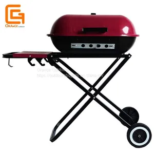 Red Outdoor Brazilian Folding Square Charcoal Grill Argentine Foldable Bbq Hamburger Grill thumbnail-3