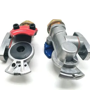 Gladhands With Valve Switch Die Cast Aluminum Valve Glad Hands Universal Air Hose Brake Coupling Connector Handshake Kit for Truck Semi Trailer Tractor RV thumbnail-3