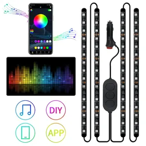 New Trends DC12v Addressable LED Strip Car Interior Bluetooth Light Strips IP65 14.4W/Kit Ambience Car Interior LED Light Kit thumbnail-4