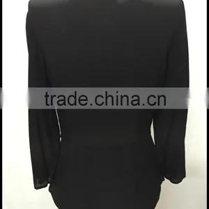 Black Silk V-neck Long-sleeve Middle-aged Lady Silk Blouse thumbnail-3