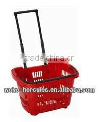 Plastic Shopping Basket With Wheels Shopping Rolling Basket With Wheels thumbnail-1