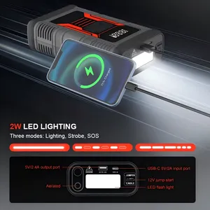 All-in-1 Roadside Tool Integrates a Car Jump Starter, Tire Inflator, Warning Light, Flashlight, Pressure Gauge, Air Pump, Ball Pump, and Power Bank thumbnail-2