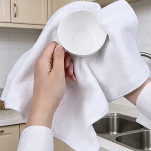 Microfiber Bar Mop Towels Bulk, Heavy Duty White Kitchen Cleaning and Dish Drying Cloths thumbnail-1