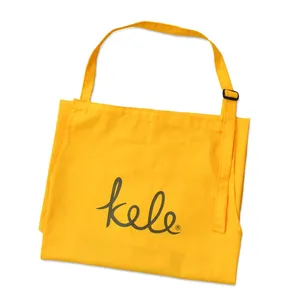 Trendy Yellow Cotton Kitchen Apron With Personalized Embroidery thumbnail-3