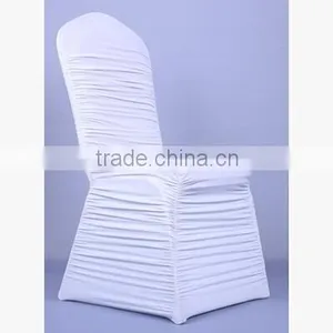Plum Wrinkle Stretch Banquet Chair Cover, Elegant Ruffled Elastic Spandex Chair Cover thumbnail-4
