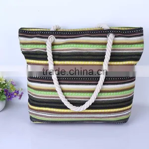 Stripe Handbag Full Color Canvas Women Bag White Geometric Patterns Atmospheric Canvas Handbags on Sale thumbnail-2