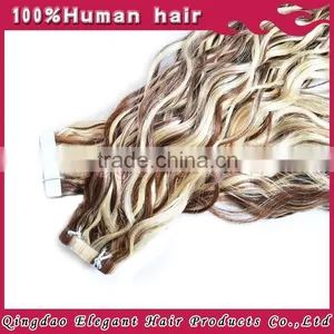 No Chemical 100% Peruvian Virgin Human Hair Highlight Color Curly Tape Hair Extensions thumbnail-5